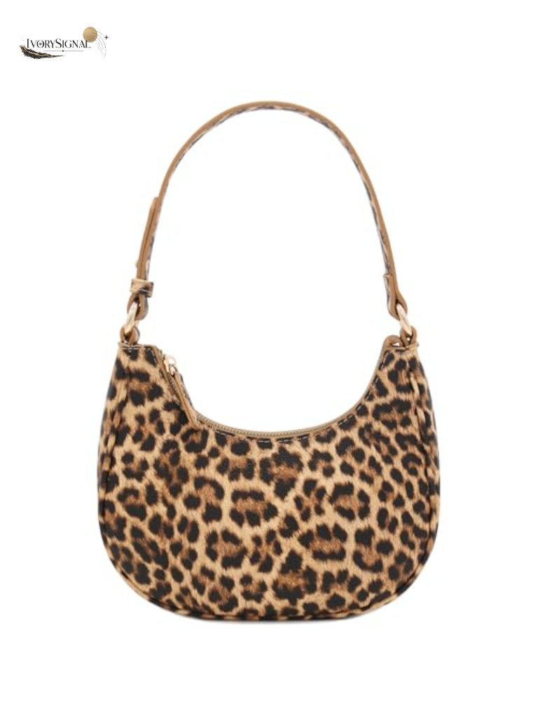 Small Crescent Shoulder Bag Underarm Purse Faux Leather Gold Hardware